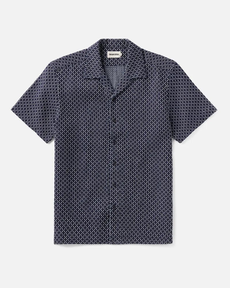 The Davis Shirt in Indigo Raindrop Sashiko