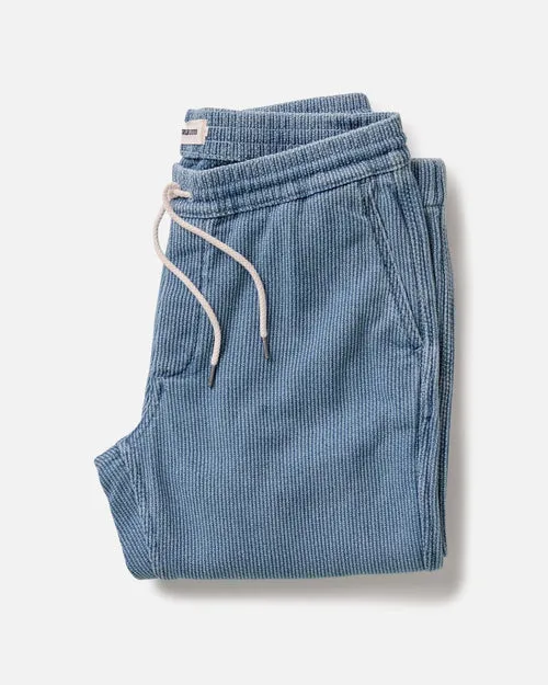 The Apres Pant in Washed Indigo Sashiko