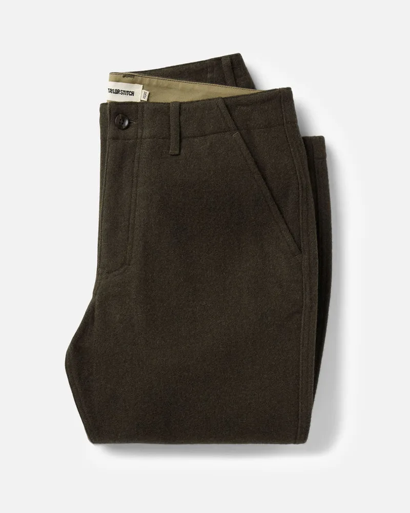 The Carnegie Pant in Army Herringbone Wool