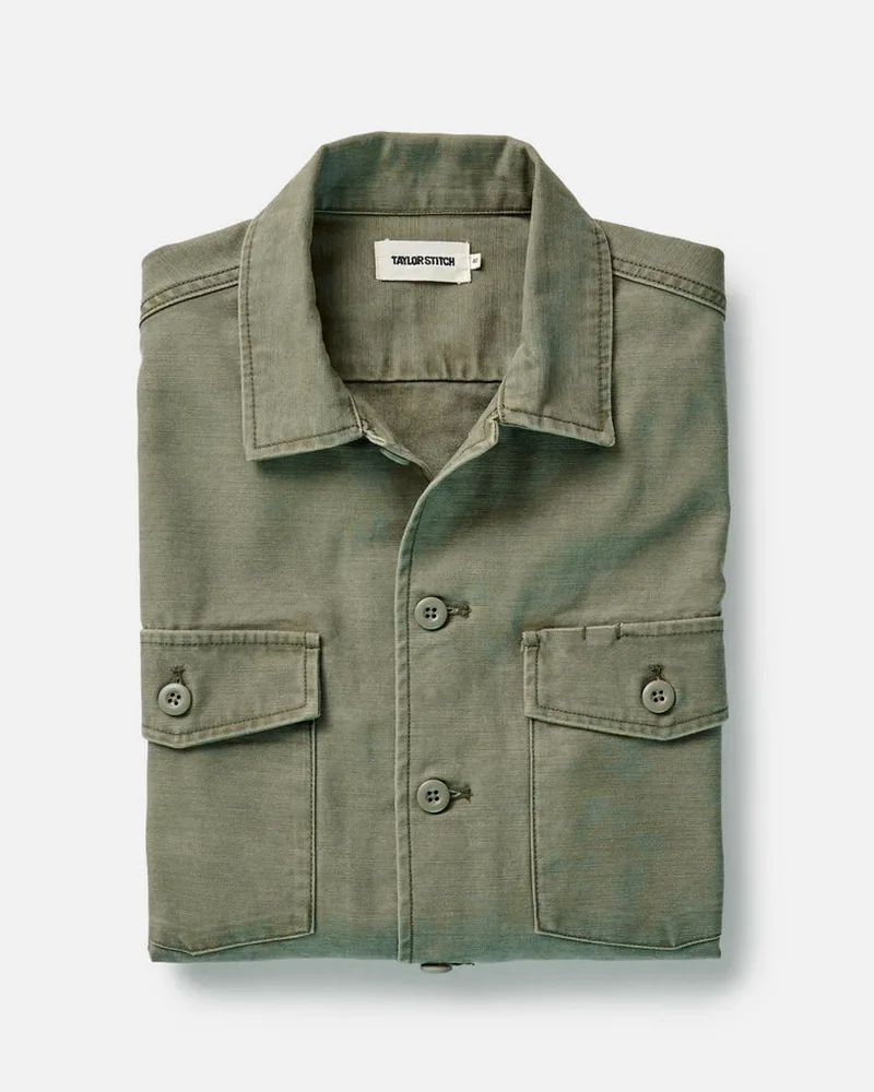 The Surplus Shirt in Field Olive Reverse Sateen