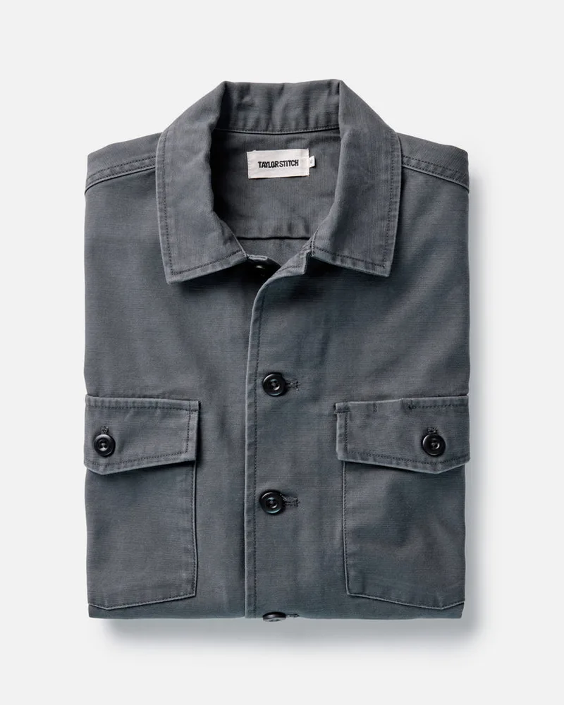 The Surplus Shirt in Faded Black Reverse Sateen