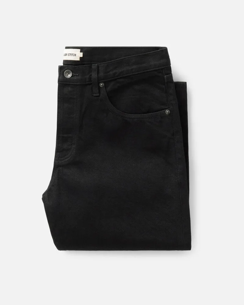 The Straight Jean in Rinsed Black Organic Selvedge