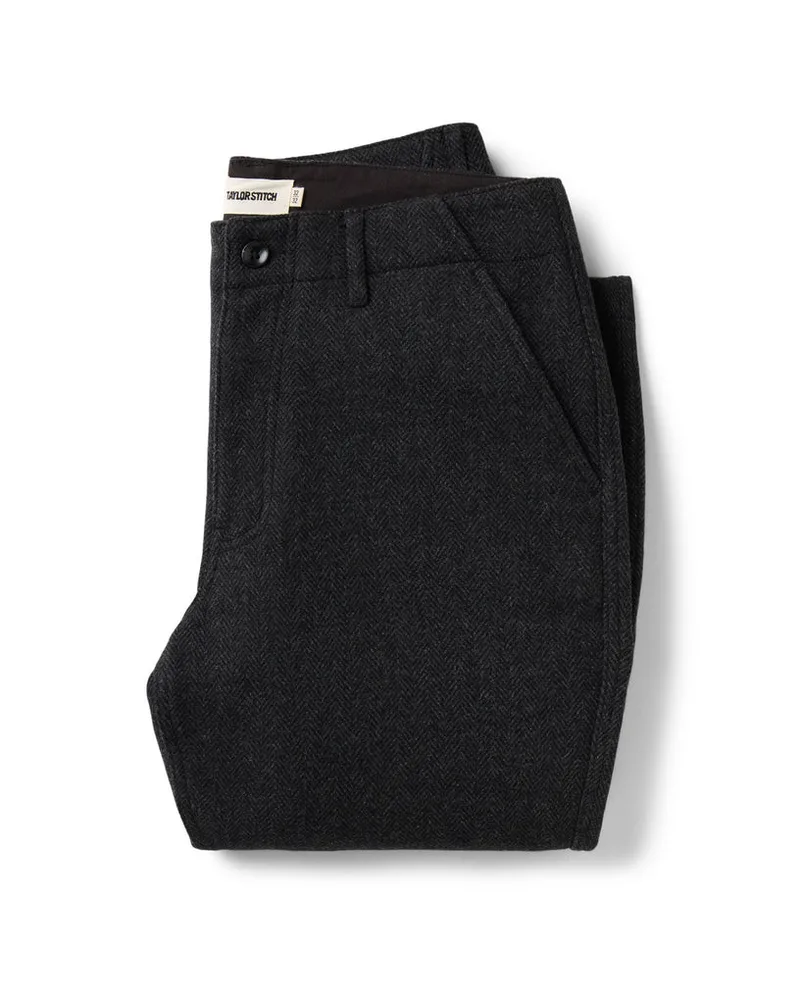 The Carnegie Pant in Coal Herringbone Wool