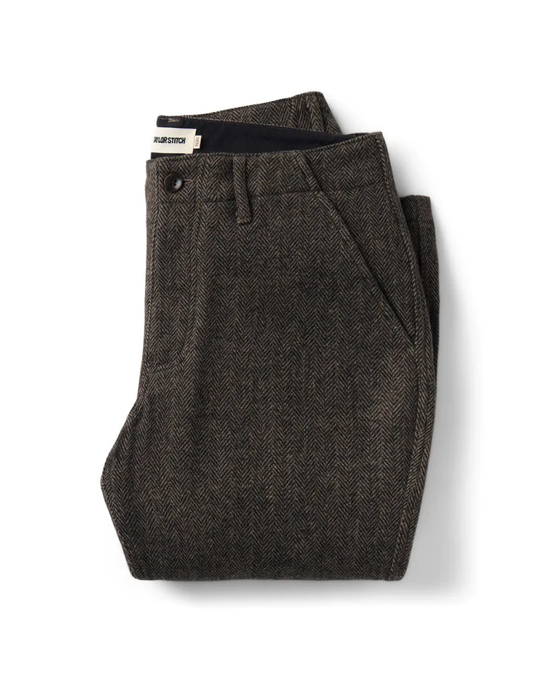 The Carnegie Pant in Walnut Herringbone Wool