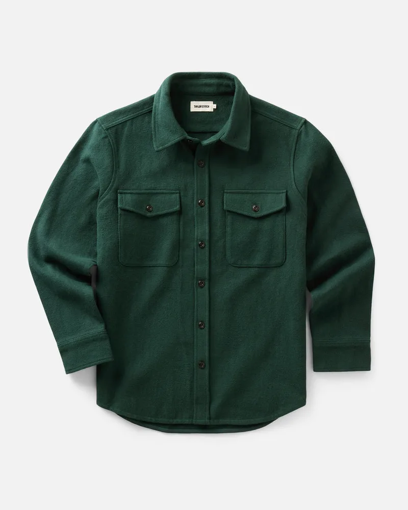 The Maritime Shirt Jacket in Dark Forest Moleskin Twill