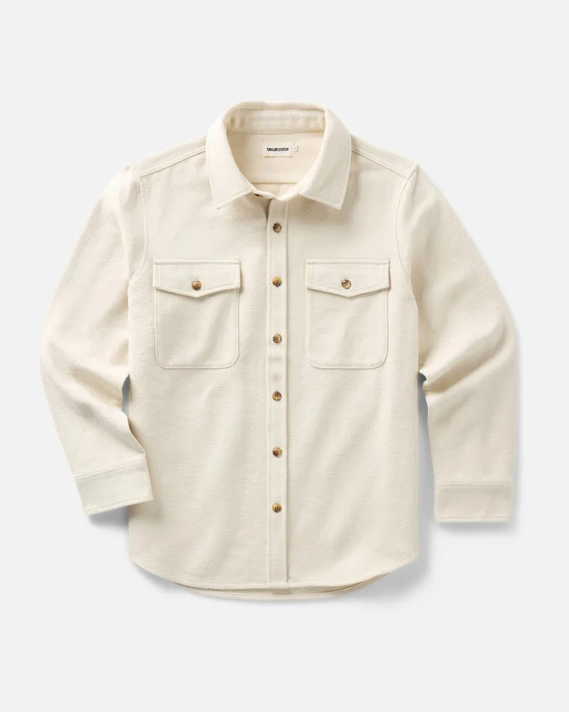 The Maritime Shirt Jacket in Vintage White Moleskin Twill