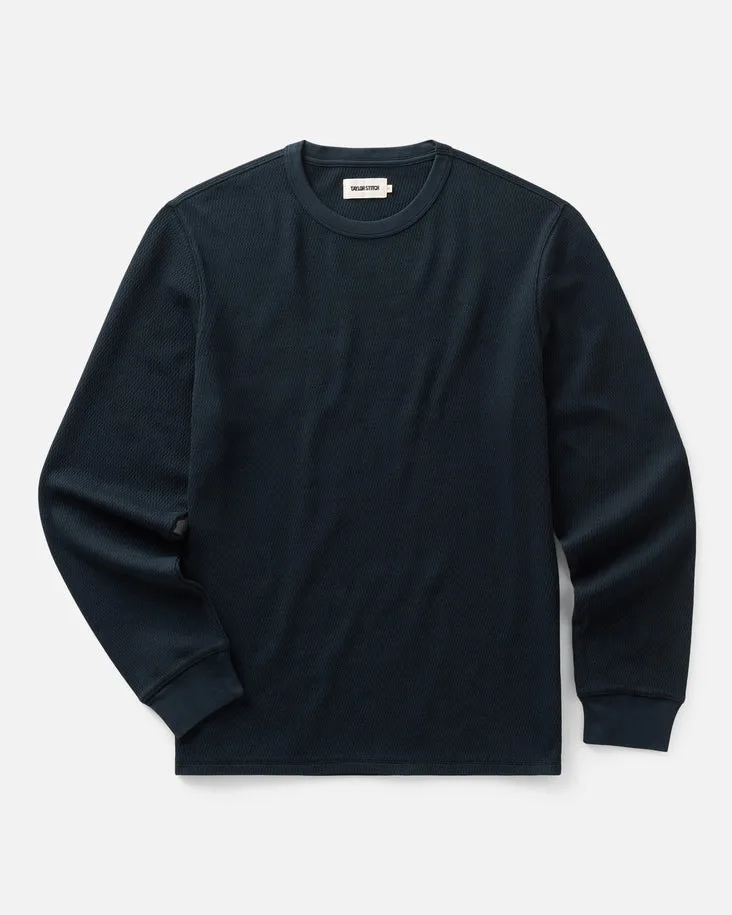 The Organic Cotton Crew in Dark Navy Waffle