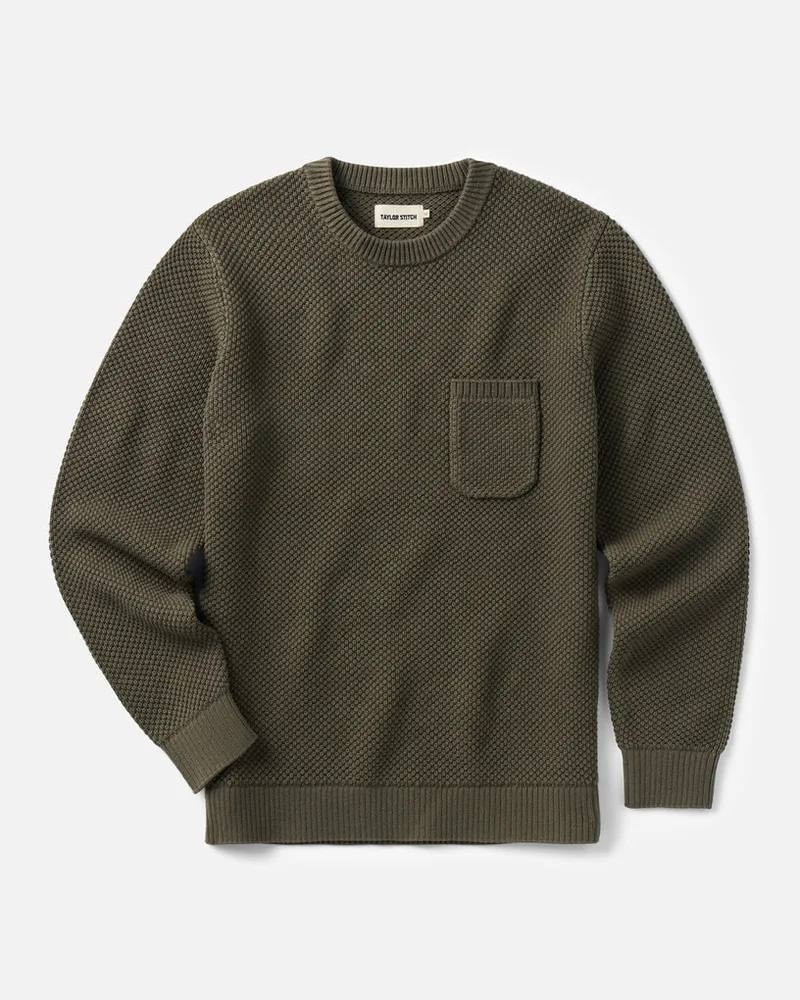 The Crawford Crew Sweater in Fatigue Olive