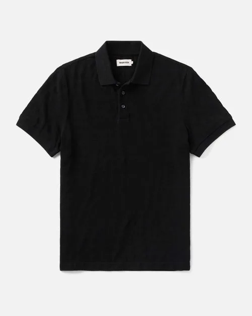 The Pacific Polo in Black Indigo Pique Stripe