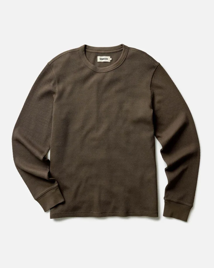 The Organic Cotton Crew in Fatigue Olive Waffle