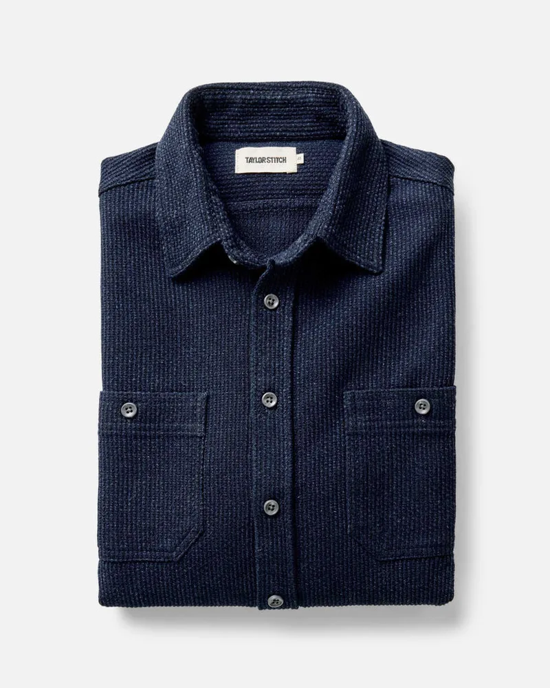 The Utility Shirt in Rinsed Indigo Sashiko