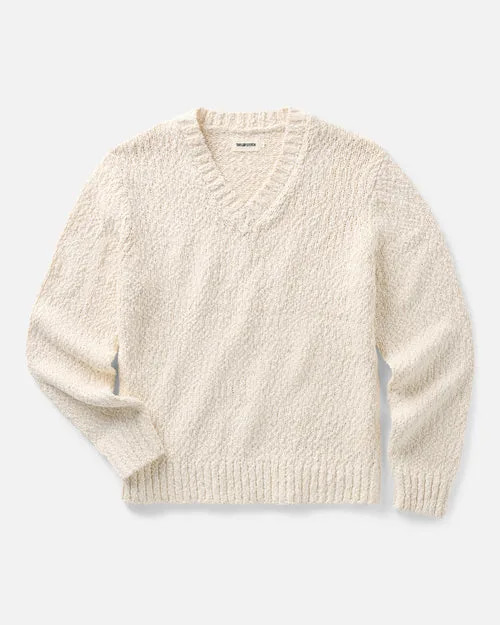 The Match V-Neck Sweater in Vintage White Slub