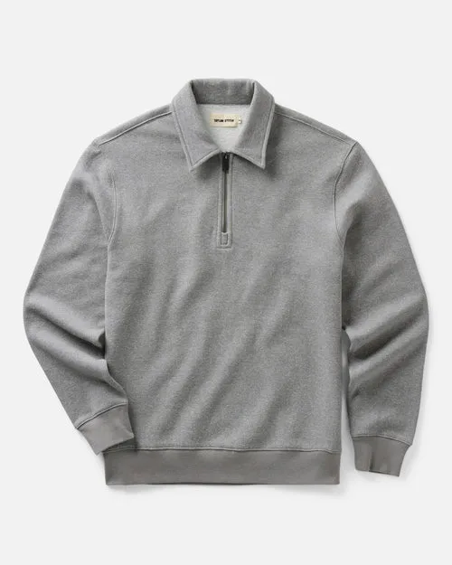 The Armor Quarter Zip in Heather Grey Cotton Hemp