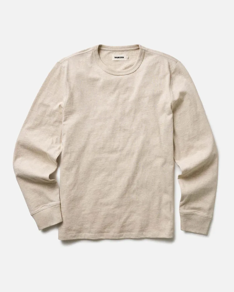 The Organic Cotton Long Sleeve Tee in Heather Oat
