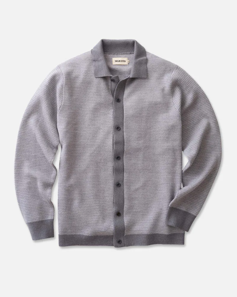 The Nichols Polo in Heather Grey Birdseye Merino
