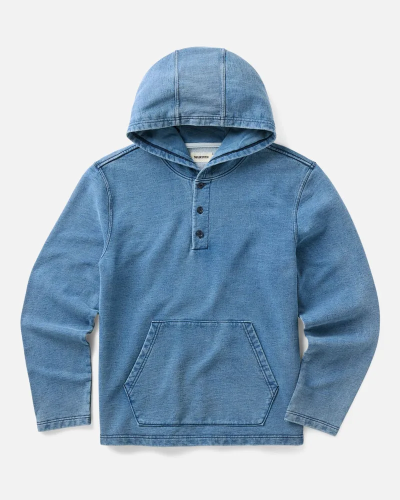 The Baja Pullover in Washed Indigo Terry