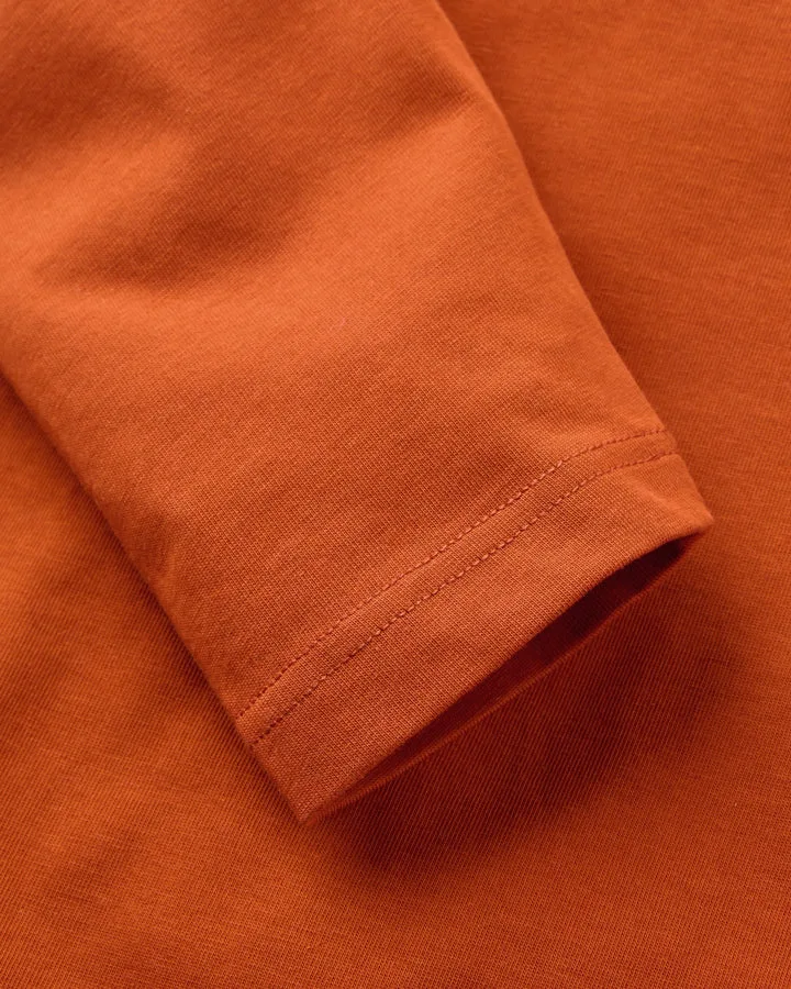 Heritage Organic Cotton Relaxed Fit Ls T Shirt V2 Dark Rust