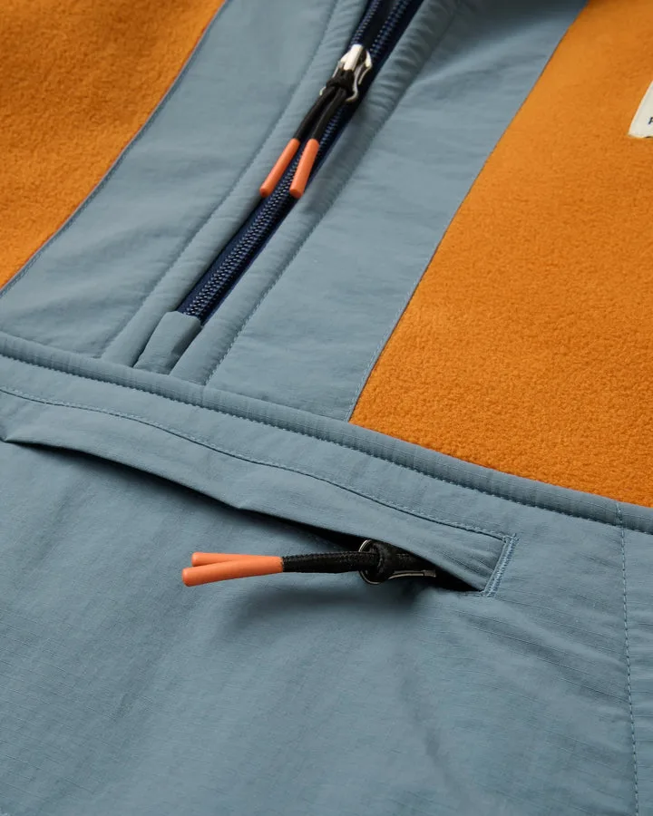 Woodland 2 0 Hooded 1 2 Zip Recycled Polar Fleece Retro Orange Tidal Blue