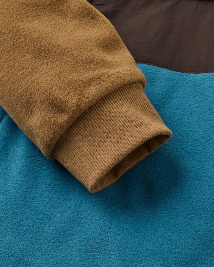 Woodland Hooded 1 2 Zip Recycled Polar Fleece Caramel Blue Steel