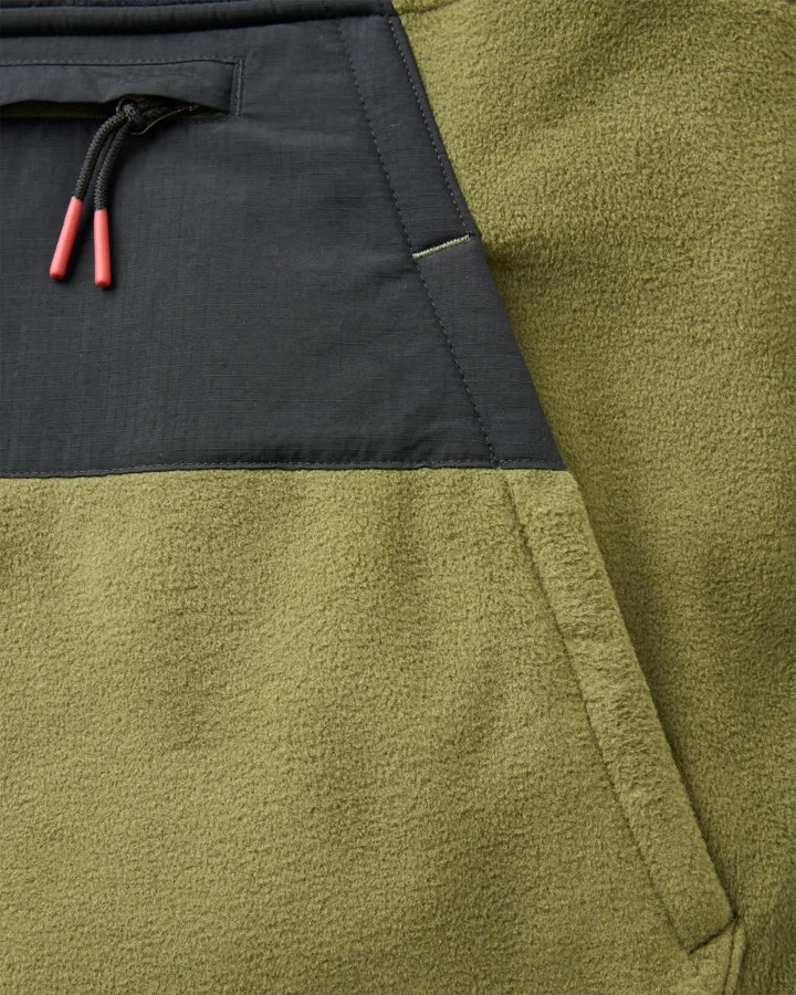 Woodland Hooded 1 2 Zip Recycled Polar Fleece Black Khaki Aw