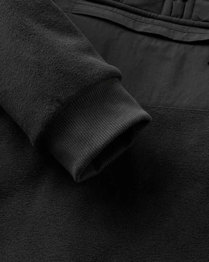 Woodland Hooded 1 2 Zip Recycled Polartec Fleece Black