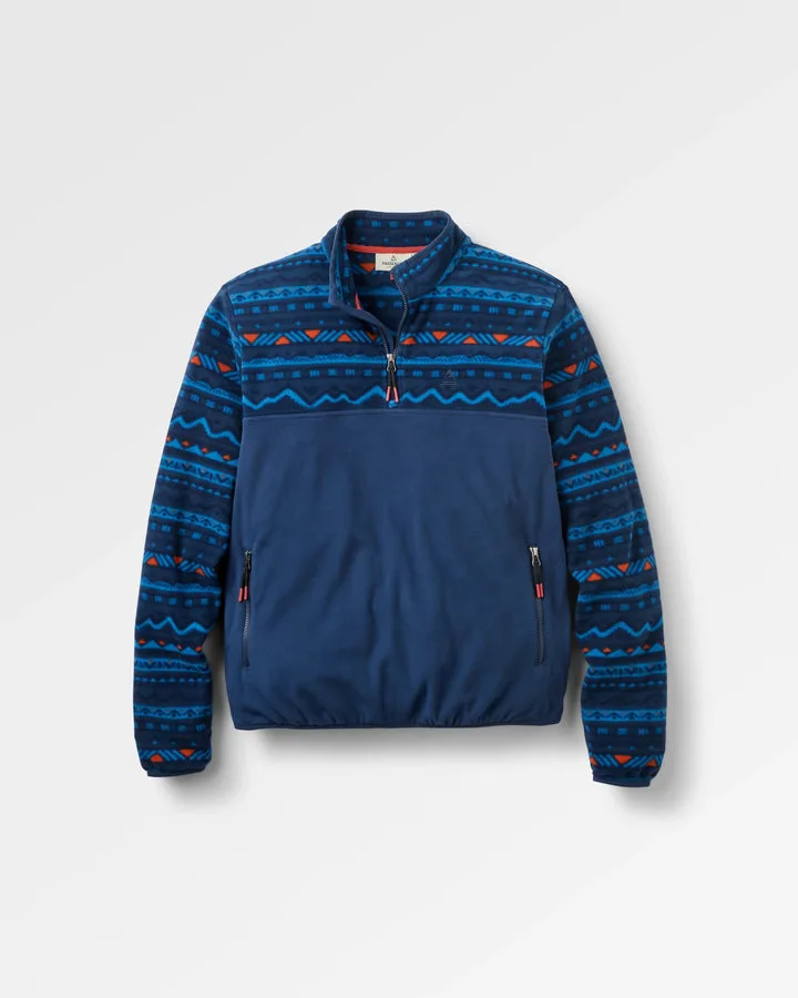 Set Off Recycled Polar 1 4 Zip Fleece V2 Mountain Geo Rich Navy