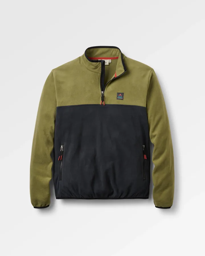 Set Off Recycled Polar 1 4 Zip Fleece Khaki V2