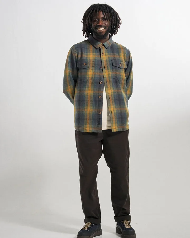 Barren Wool Blend Overshirt Dusty Ochre Charcoal Check