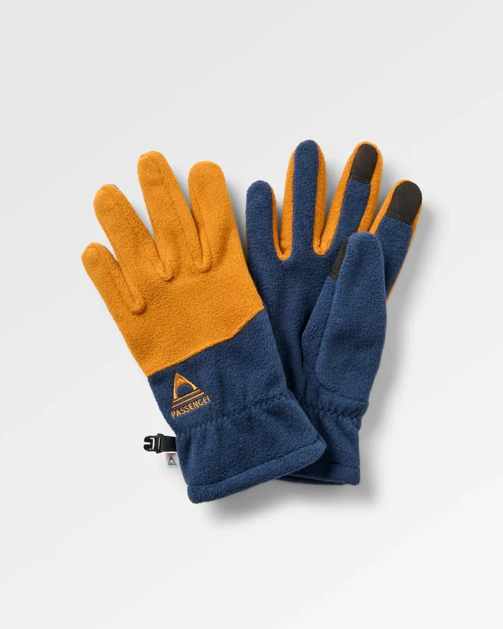 Daytrip Polar Fleece Gloves - Rich Navy/ Retro Orange - Flatlay