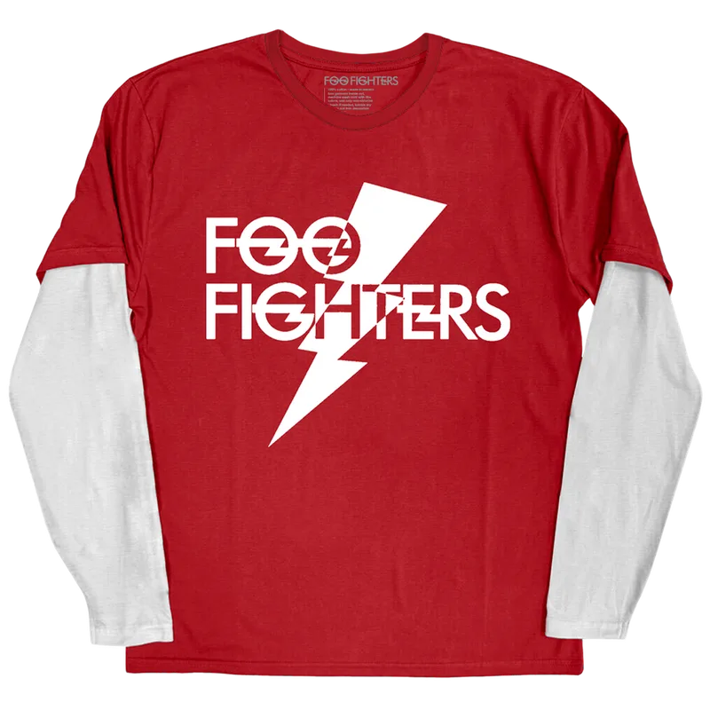 Classic Lightening Bolt Logo Double Layered Long Sleeve Tee