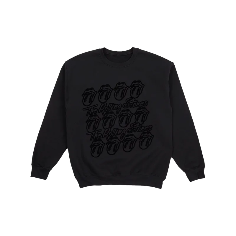 Paint It Black Tonal Repeating Tongues Crewneck