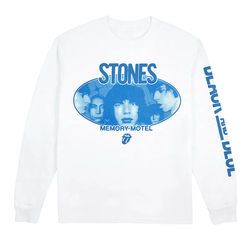 Black And Blue White Longsleeve T Shirt