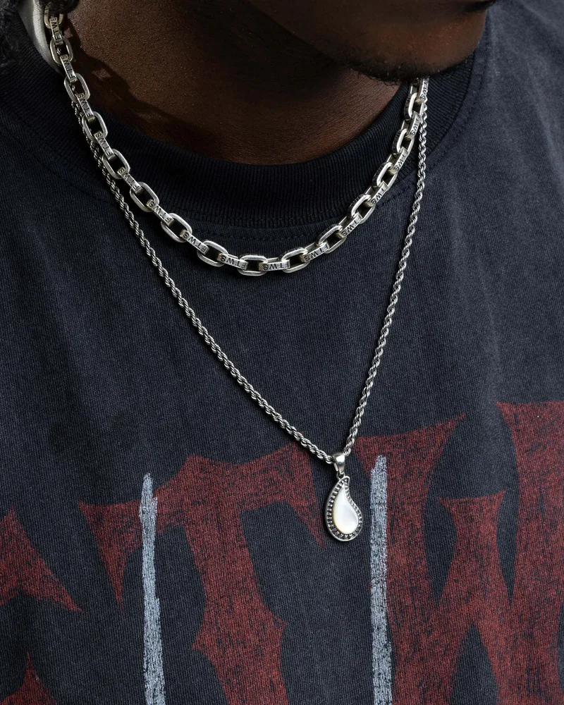 PEARL INLAY PAISLEY CHARM NECKLACE