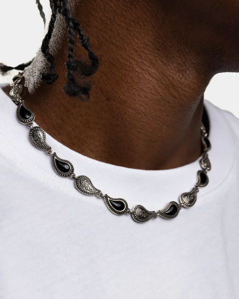 PAISLEY ONYX INLAY NECKLACE