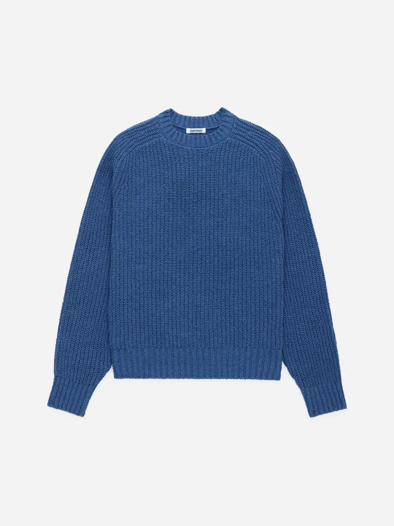 Cotton Crewneck Sweater Lapis Boucle