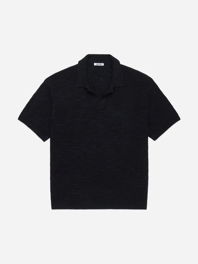 Knit Polo Vintage Black Boxweave
