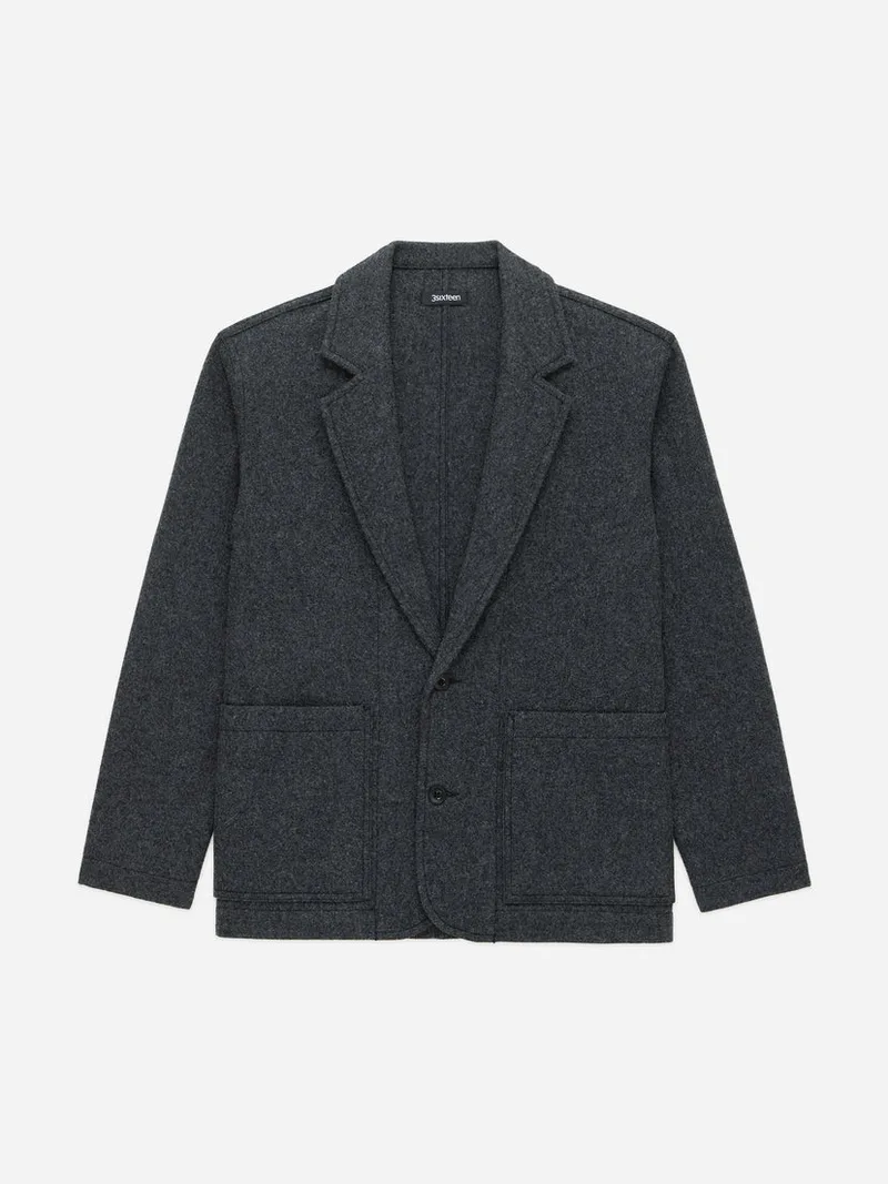 Work Blazer Grey Melton Wool