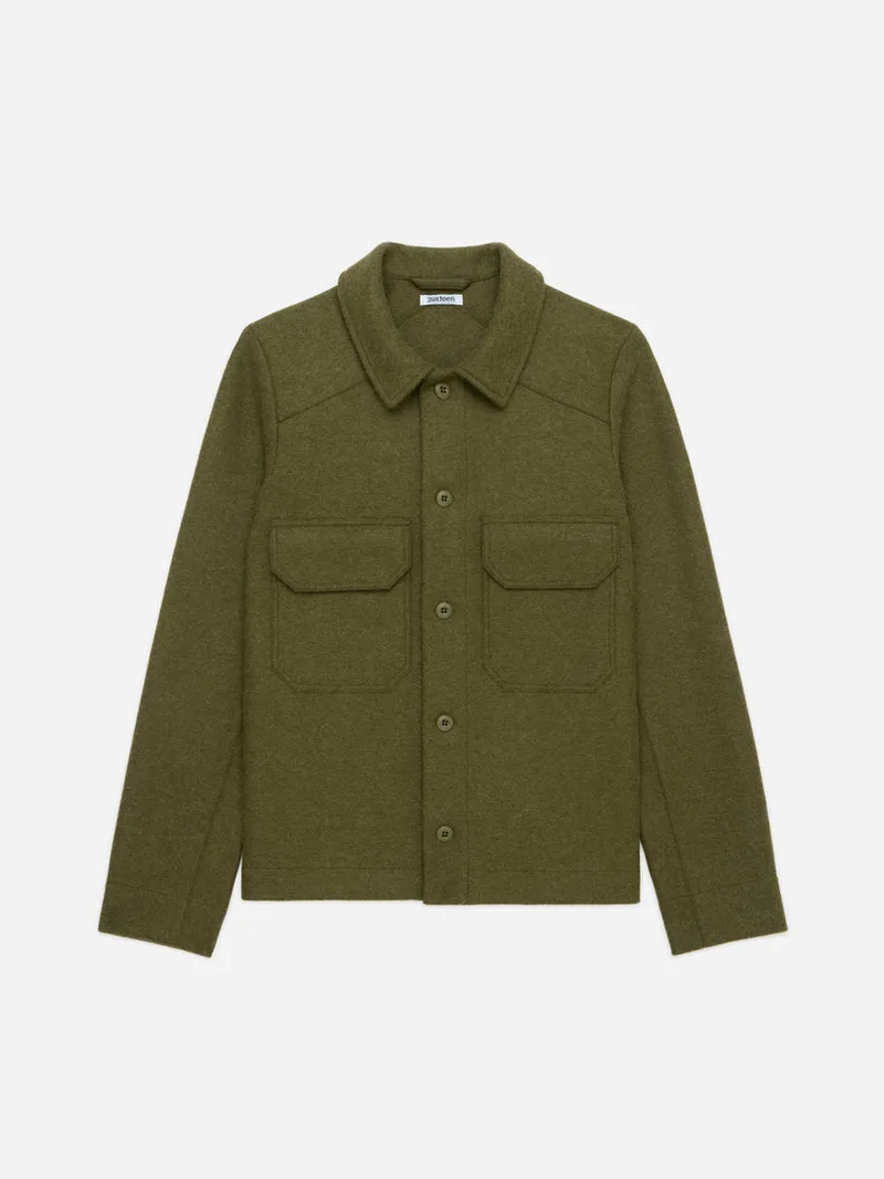 Officer Shirt Olive Felted Wool