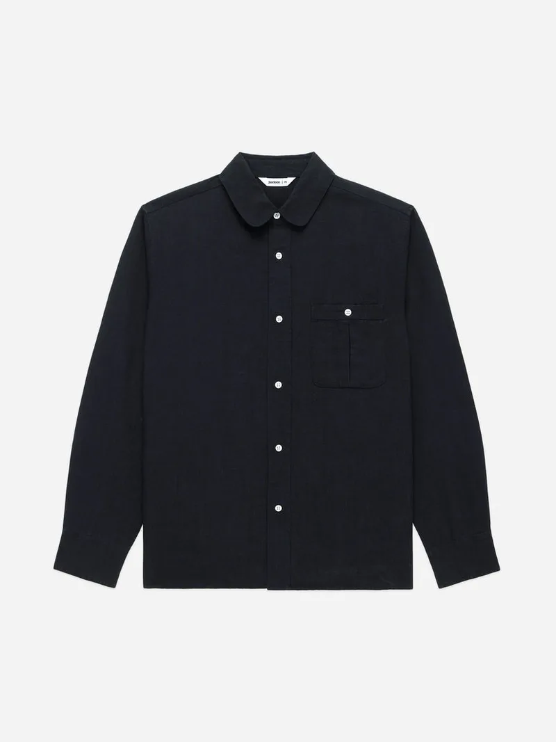 Club Collar Shirt Black Hemp