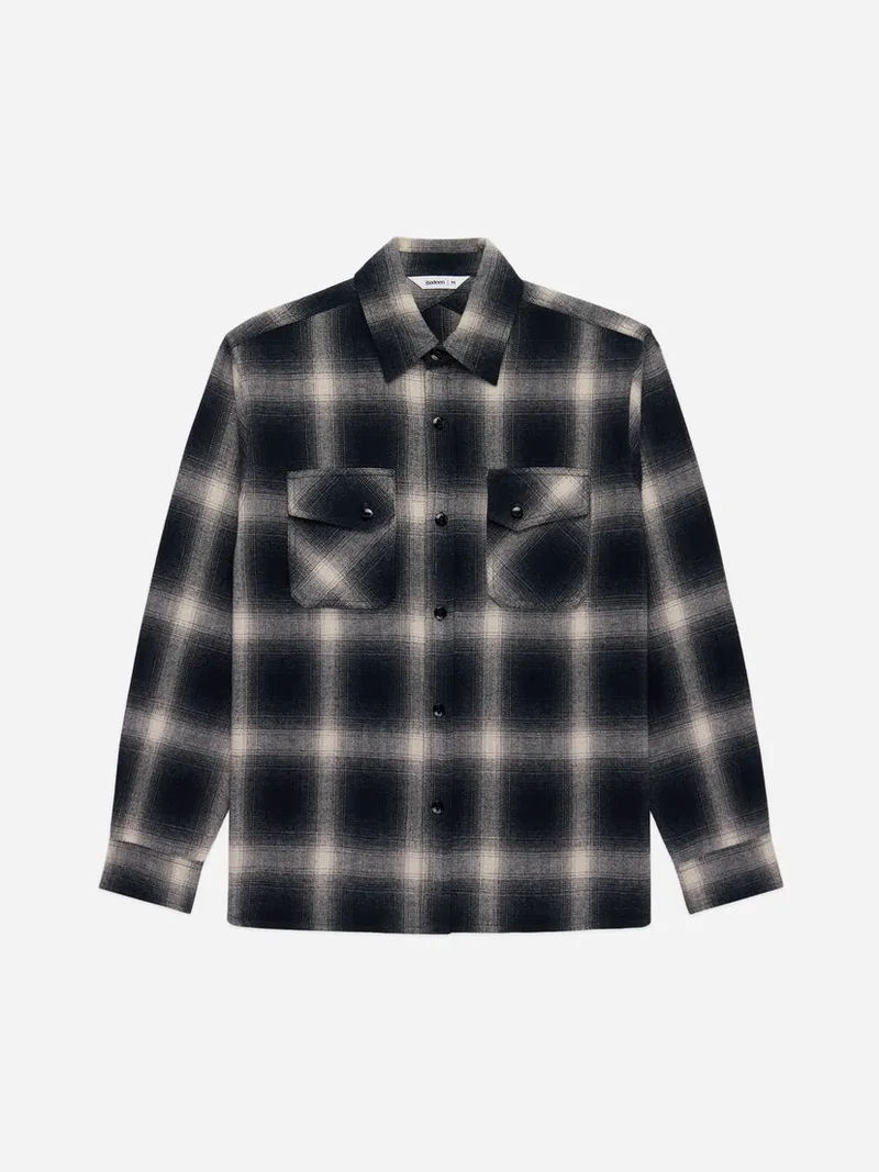Crosscut Flannel Black Ombre Plaid