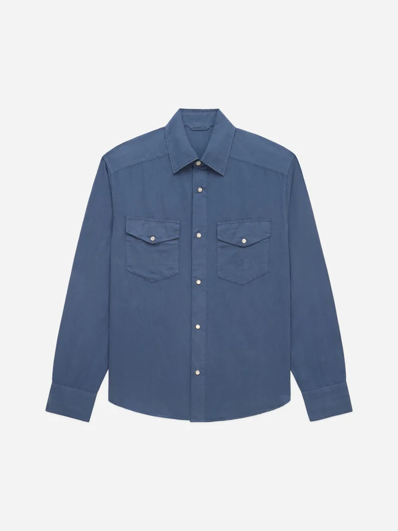 Snap Western Shirt Slate Garment Dyed