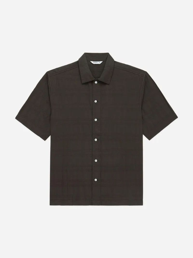 Short Sleeve Work Shirt Ink Grid Dobby