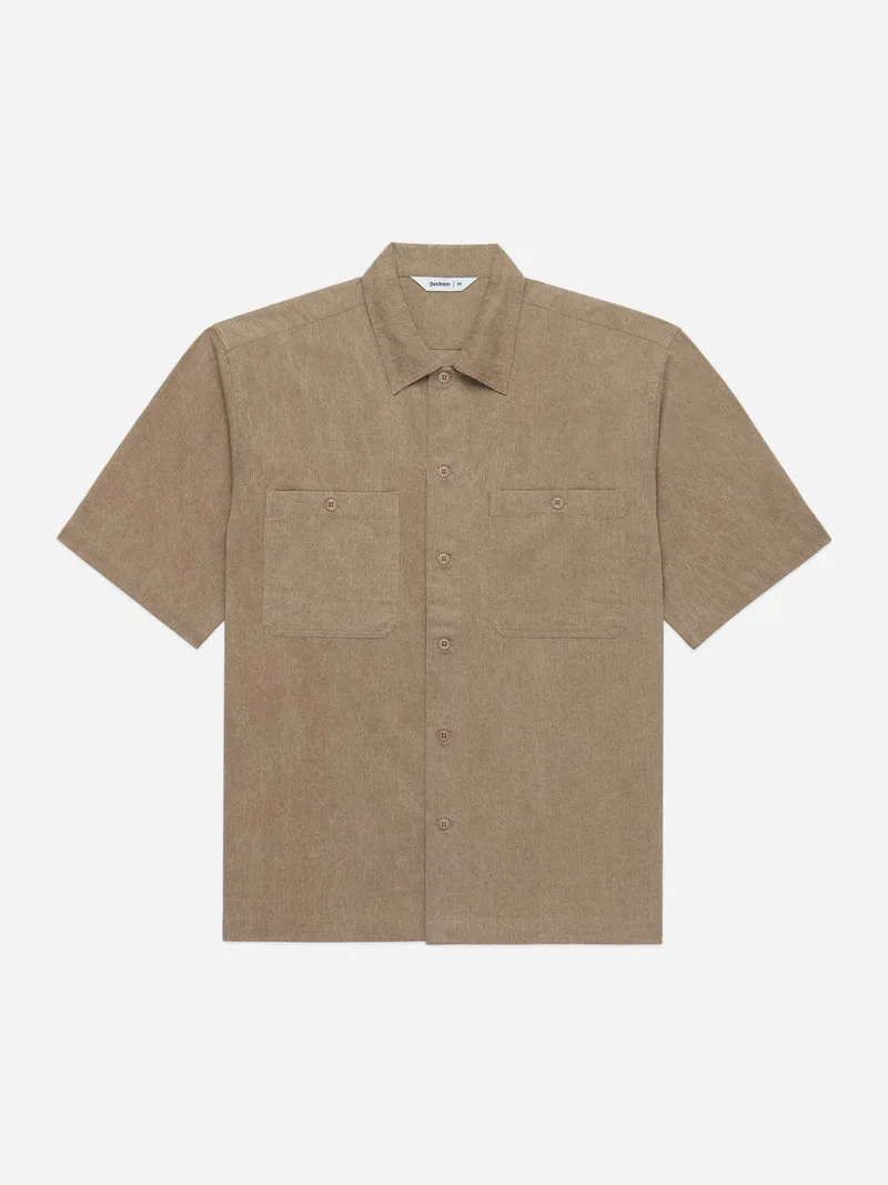 Short Sleeve Workshirt Brown Pigment Dye