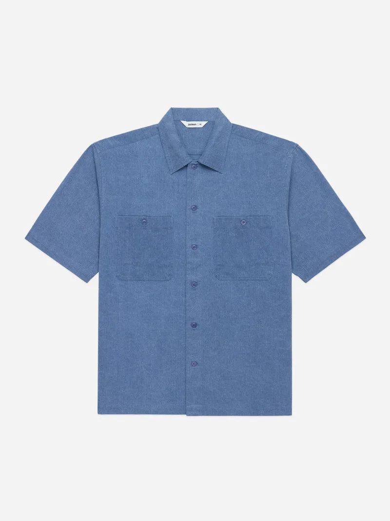 Short Sleeve Workshirt Blue Pigment Dye