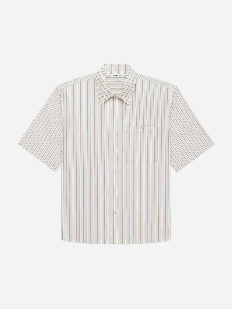 Short Sleeve Commuter Shirt Tan Stripe