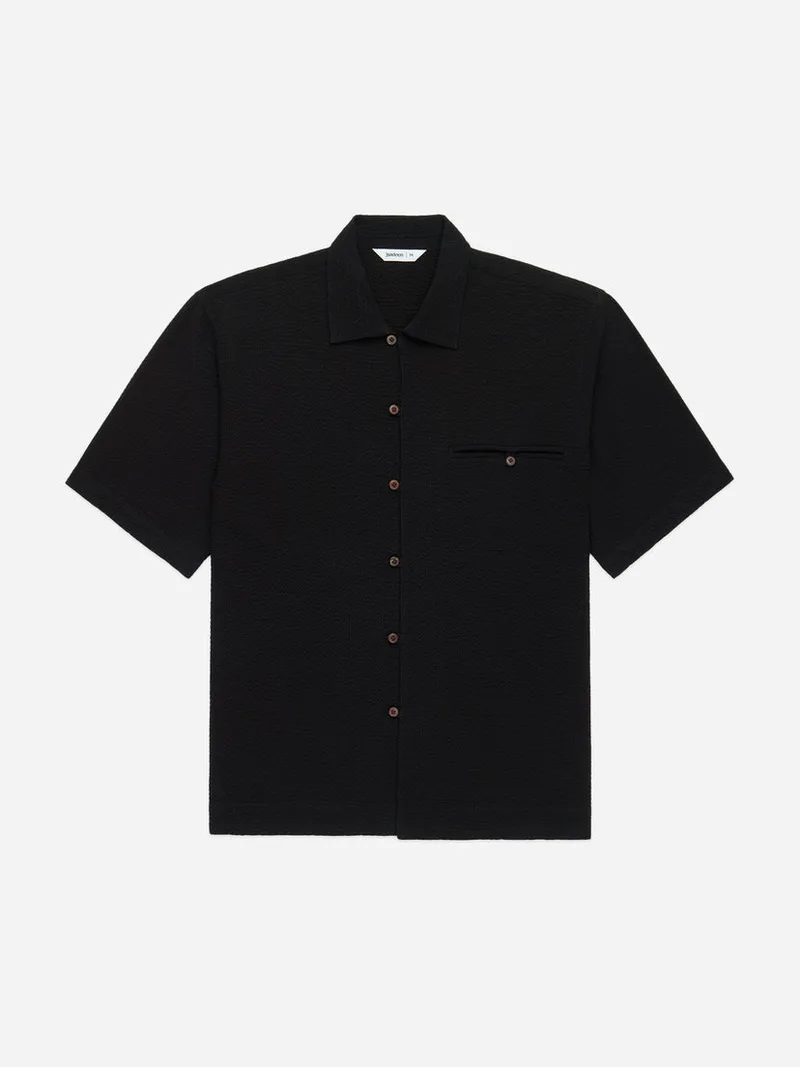 Short Sleeve Loop Shirt Black Seersucker