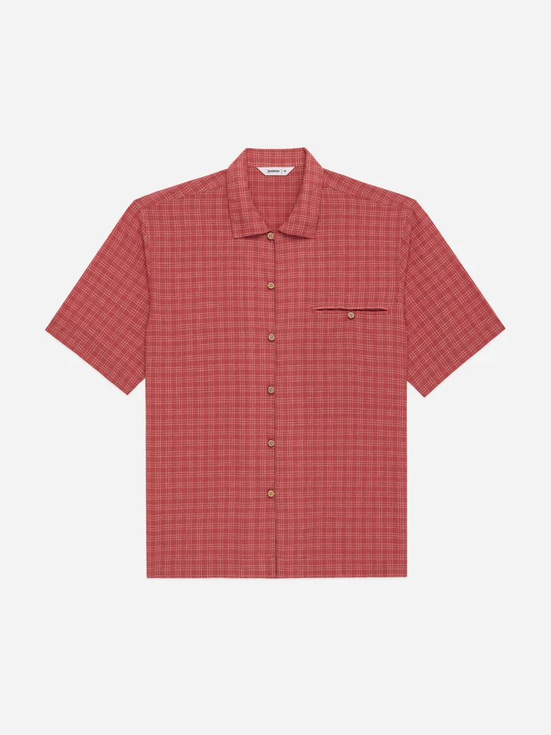 Short Sleeve Loop Shirt Red Microcheck