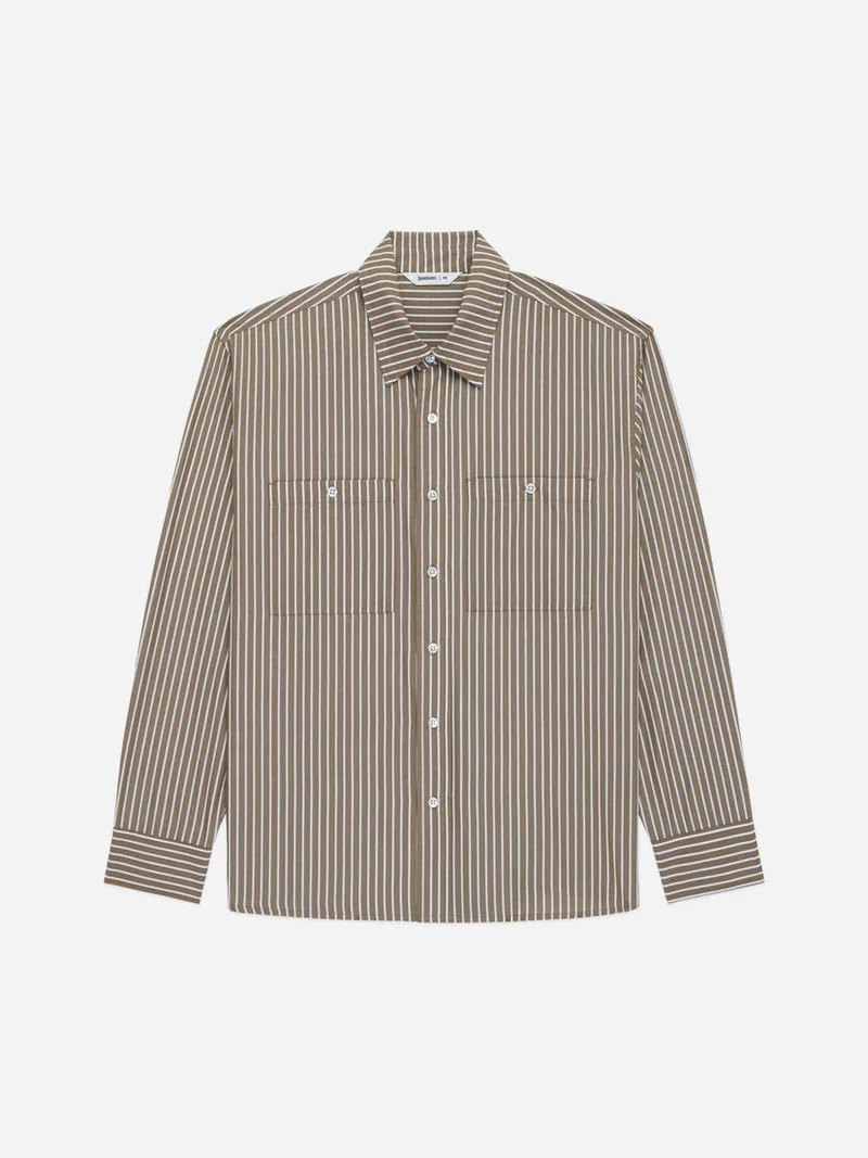 Commuter Shirt Brown Ecru Stripe