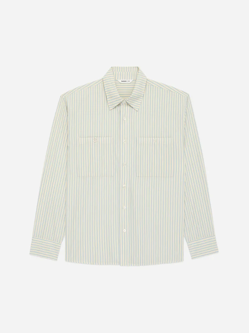 Commuter Shirt Blue Ecru Stripe 1