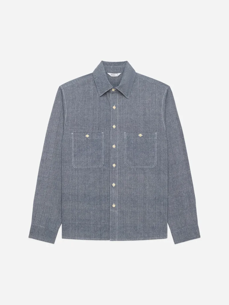 Utility Chambray Shirt Handloom Silk Khadi